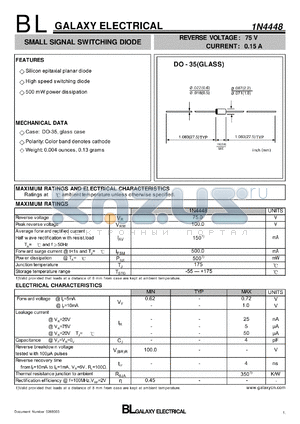 1N4448 datasheet - SMALL SIGNAL SWITCHING DIODE