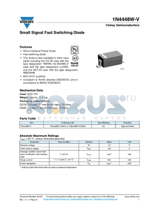 1N4448W-V_12 datasheet - Small Signal Fast Switching Diode