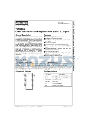 74ABT646CSC datasheet - Octal Transceivers and Registers with 3-STATE Outputs