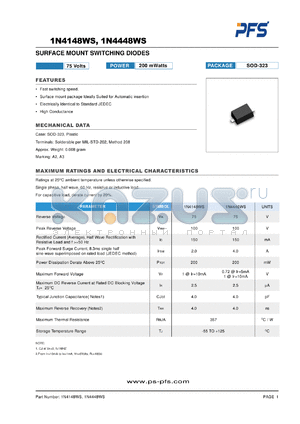 1N4448WS datasheet - SURFACE MOUNT SWITCHING DIODES