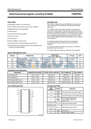 74ABT651PWDH datasheet - Octal transceiver/register, inverting 3-State