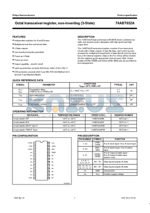 74ABT652APW datasheet - Octal transceiver/register, non-inverting 3-State