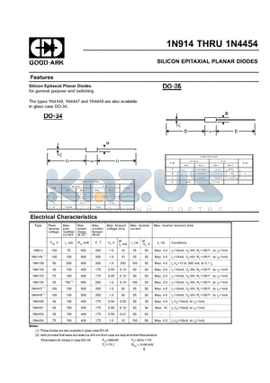 1N4449 datasheet - SILICON EPITAXIAL PLANAR DIODES