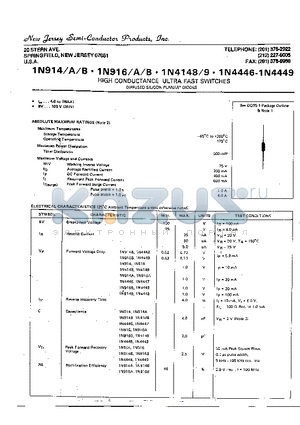 1N4449 datasheet - HIGH CONDUCTANCE ULTRA FAST SWITCHES DIFFUSED SILICON PLANAR DIODES