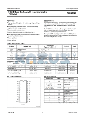 74ABT823D datasheet - 9-bit D-type flip-flop with reset and enable 3-State