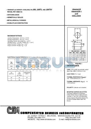 1N4454UR-1 datasheet - SWITCHING DIODE