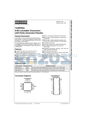 74ABT899 datasheet - 9-Bit Latchable Transceiver with Parity Generator/Checker