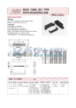 A0910ASA1 datasheet - EDGE CARD IDC TYPE WITH MOUNTING EAR