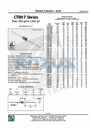 CTM1F-102M datasheet - Molded Inductors - Axial