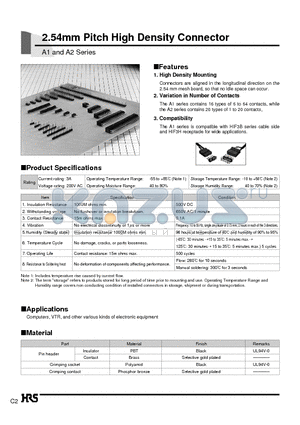 A1-10PA-2.54DS datasheet - 2.54mm Pitch High Density Connector