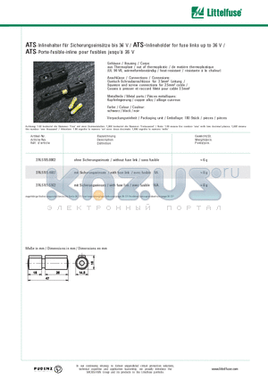 276.5105.5162 datasheet - ATS-Inlineholder for fuse links up to 36 V