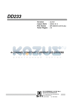 DD233 datasheet - 4-CHANNEL CONSTANT CURRENT LED DRIVERS