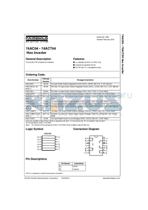 74AC04PC datasheet - Hex Inverter