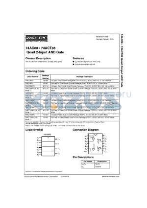 74AC08 datasheet - Quad 2-Input AND Gate