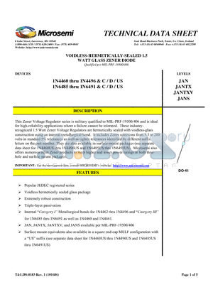 1N4472 datasheet - VOIDLESS-HERMETICALLY-SEALED 1.5 WATT GLASS ZENER DIODE