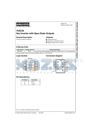 74AC05SC datasheet - Hex Inverter with Open Drain Outputs