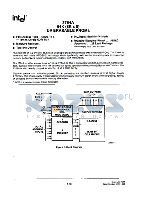 2764A datasheet - 64K(8K x 8) UV ERASABLE PROMs