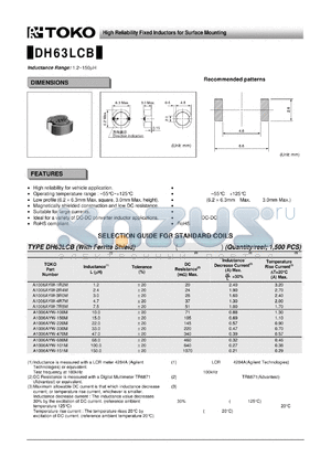 A1006AYW-151M datasheet - High Reliability Fixed Inductors for Surface Mounting