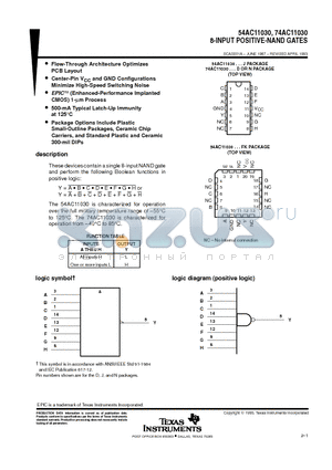 74AC11030 datasheet - 8-INPUT POSITIVE-NAND GATES