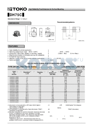 A1007AY-150M datasheet - High Reliability Fixed Inductors for Surface Mounting