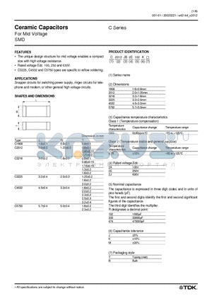 C3225X7R2A333JB datasheet - Ceramic Capacitors For Mid Voltage SMD