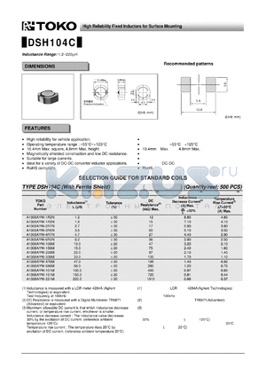 A1008AYW-220M datasheet - High Reliability Fixed Inductors for Surface Mounting