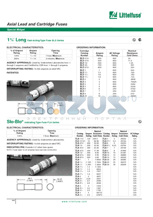 BLS1 datasheet - Axial Lead and Cartridge Fuses- Special Midget