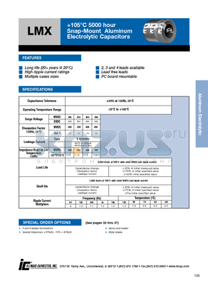 277LMX250M2CC datasheet - 105`C 5000 hour Snap-Mount Aluminum Electrolytic Capacitors