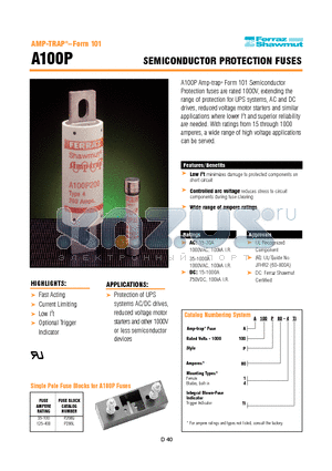 A100P80-4TI datasheet - SEMICONDUCTOR PROTECTION FUSES