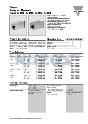 A101024060 datasheet - Timers Delay on Operate