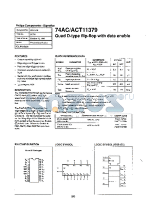 74AC11379N datasheet - QUAD D- TYPE FLIP FLOP WITH DATA ENABLE