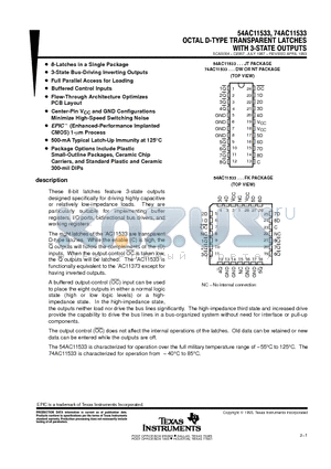 74AC11533 datasheet - OCTAL D-TYPE TRANSPARENY LATCHES WITH 3-STATE OUTPUTS