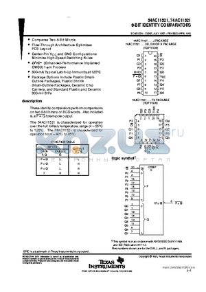 74AC11521 datasheet - 8-BIT IDENTITY COMPARATORS