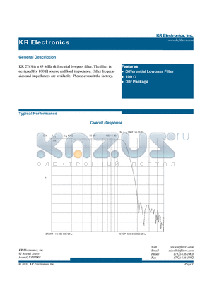 2788 datasheet - 85 MHz differential lowpass filter