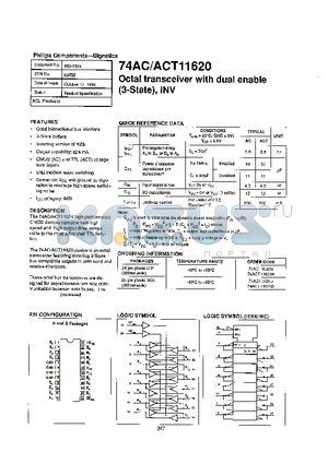 74AC11620 datasheet - OCTAL TRANSCEIVER WITH DUAL ENABLE