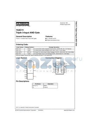 74AC11SC datasheet - Triple 3-Input AND Gate