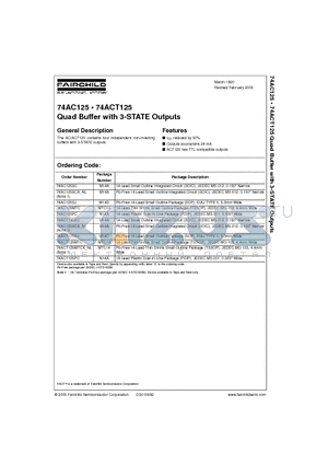 74AC125 datasheet - Quad Buffer with 3-STATE Outputs