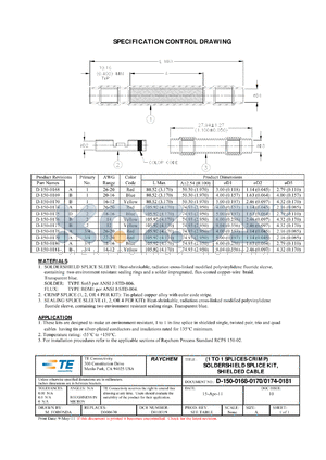 A101220 datasheet - (1 TO 1 SPLICES-CRIMP) SOLDERSHIELD SPLICE KIT, SHIELDED CABLE