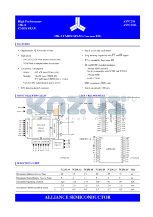 AS7C256-10PC datasheet - High Performance 32Kx8 CMOS SRAM