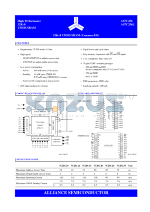AS7C256-12PC datasheet - High Performance 32Kx8 CMOS SRAM