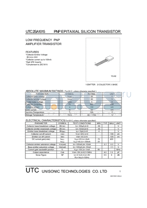 A1015 datasheet - PNP EPITAXIAL SILICON TRANSISTOR
