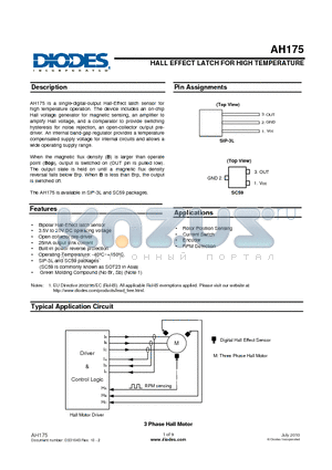 AH175-PG-A-A datasheet - HALL EFFECT LATCH FOR HIGH TEMPERATURE