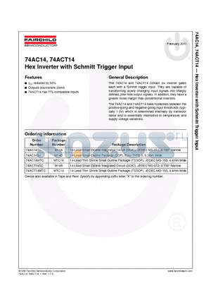 74AC14MTC_11 datasheet - Hex Inverter with Schmitt Trigger Input