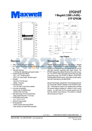 27C010TRPFE-20 datasheet - 1 Megabit (128K x 8-Bit) - OTP EPROM