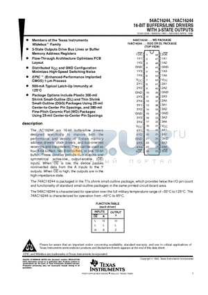 74AC16244DLG4 datasheet - 16-BIT BUFFERS/LINE DRIVERS WITH 3-STATE OUTPUTS
