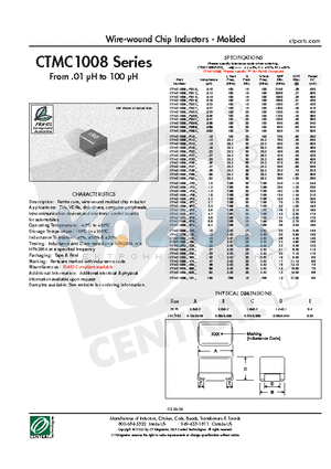 CTMC1008-270M datasheet - Wire-wound Chip Inductors - Molded
