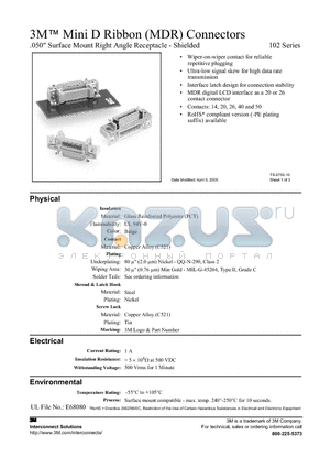 10214-1210VE datasheet - 3M Mini D Ribbon (MDR) Connectors