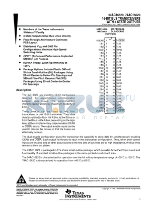 74AC16620 datasheet - 16-BIT BUS TRANSCEIVERS WITH 3-STATE OUTPUTS