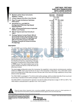 74AC16620DL datasheet - 16-BIT BUS TRANSCEIVERS WITH 3-STATE OUTPUTS