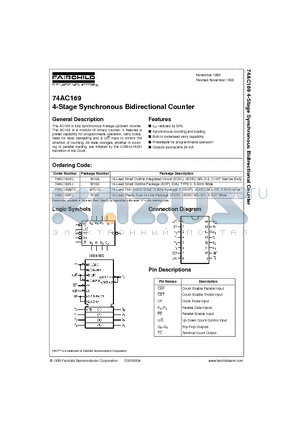 74AC169 datasheet - 4-Stage Synchronous Bidirectional Counter